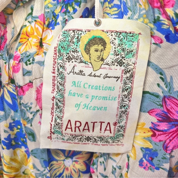 Aratta Silent Journey I Will Meet You at Maxi Nonclosure Duster Floral Sz XL - Picture 6 of 8